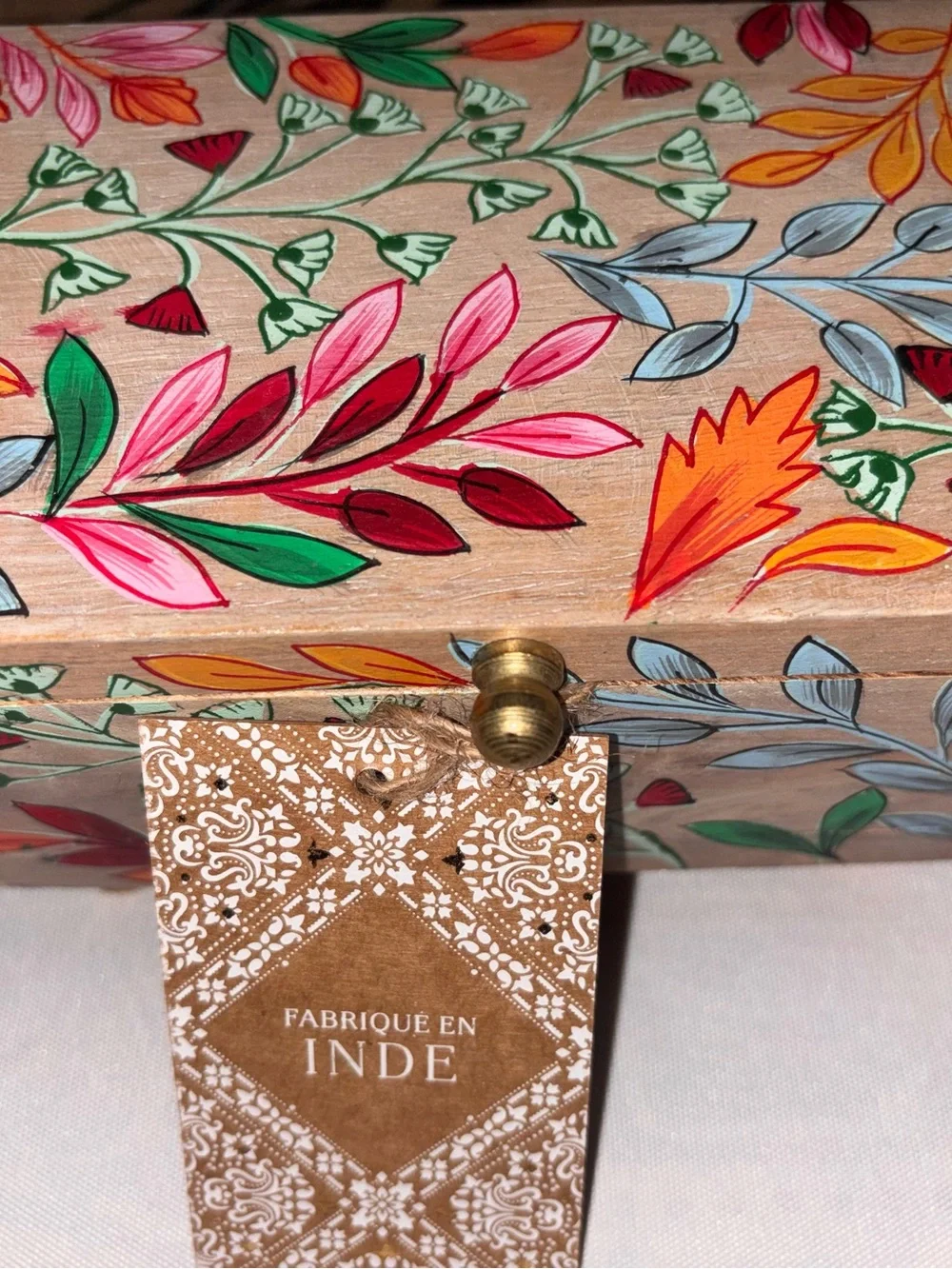 Hand-Painted Floral Wooden Keepsake Box | Decorative Trinket & Jewelry Storage